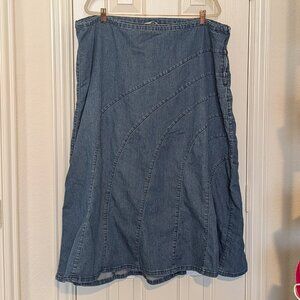 CJ Banks Denim Midi Skirt, Plus size 24W